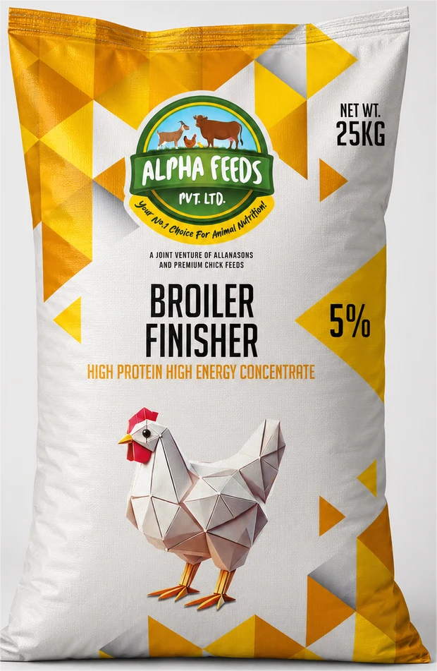 Alpha Feeds Broiler 5% Finisher concentrate, 25 kg bag