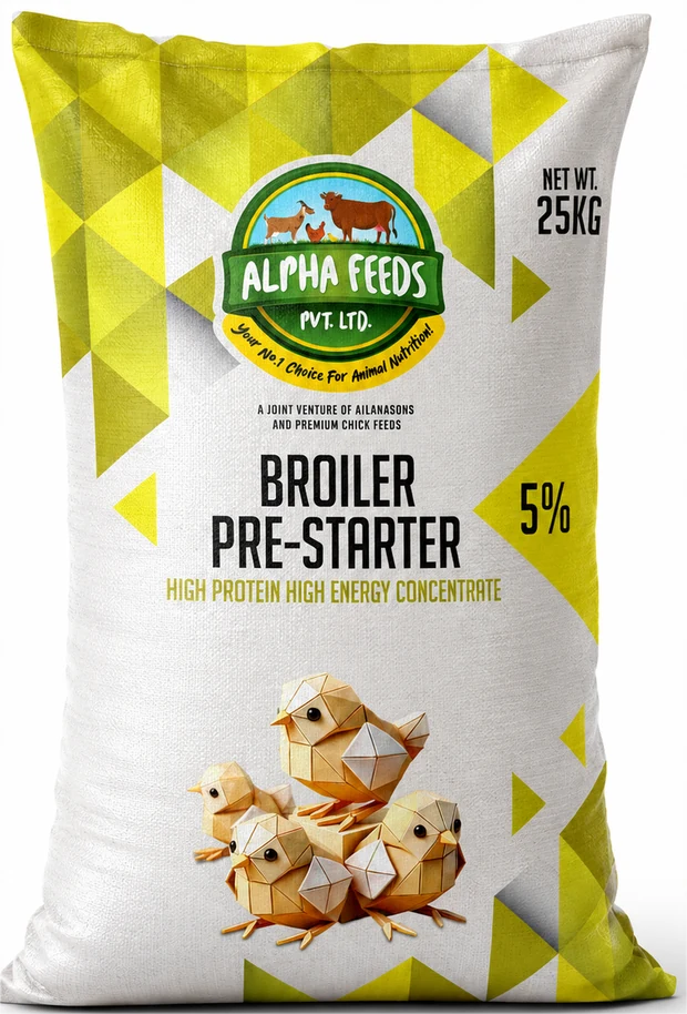 Alpha Feeds Broiler 5% Pre-Starter concentrate, 25 kg bag